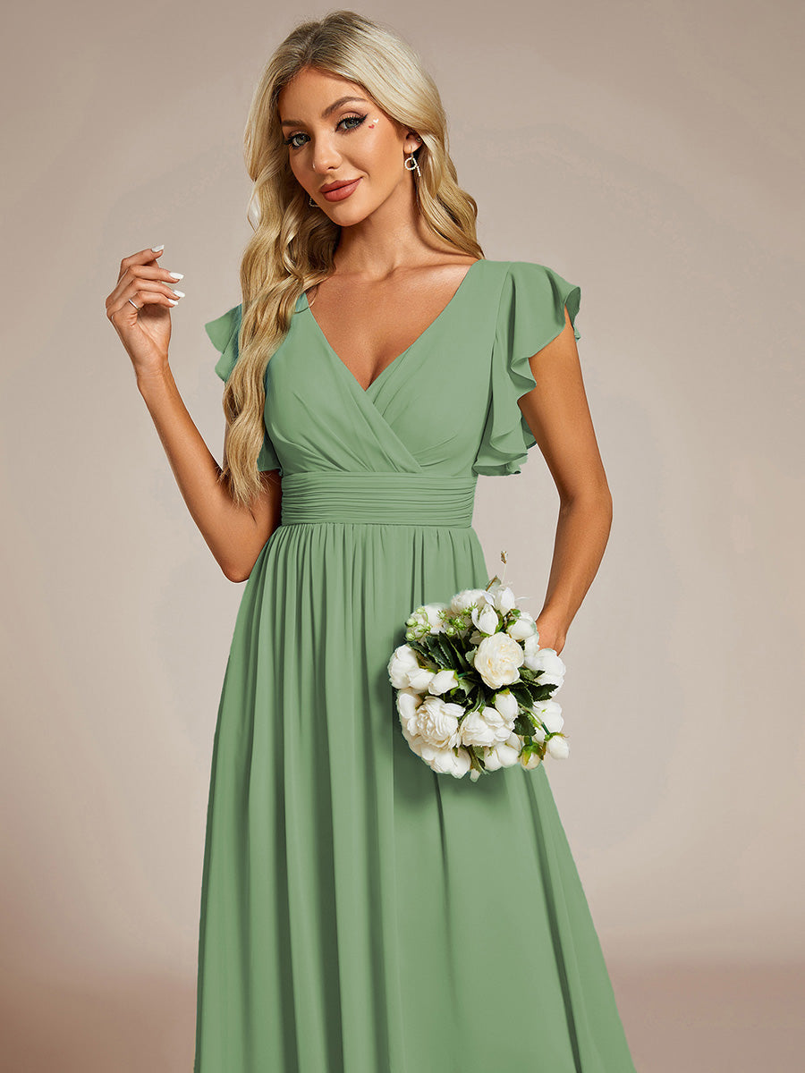 Robe Demoiselle d’Honneur Longue en Mousseline Dos Ouvert Élégant