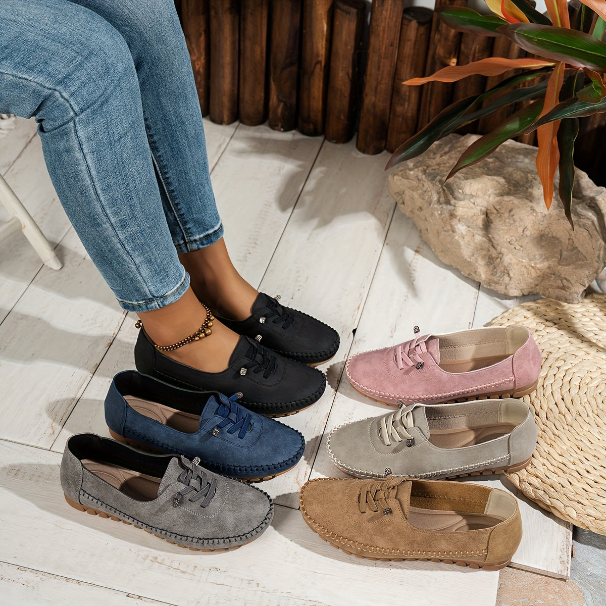 Mocassins Femme Souples À Lacets Semelle Flexible Usage Quotidien