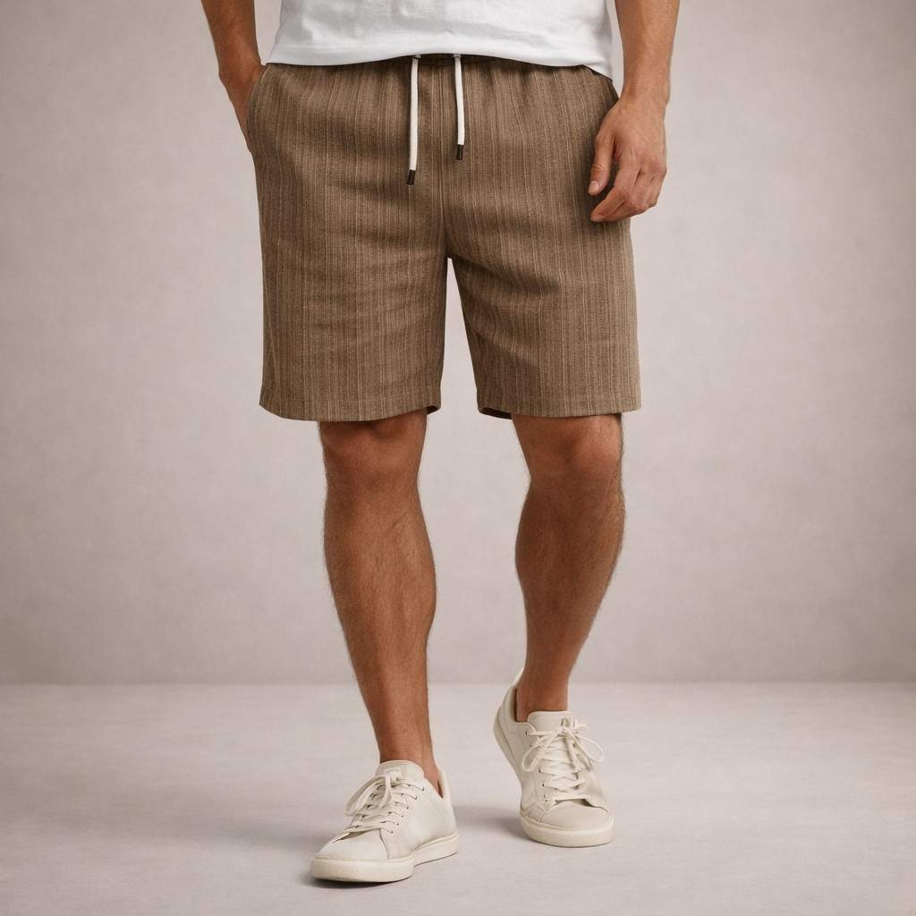 Short homme d’été en lin mélangé avec taille à cordon