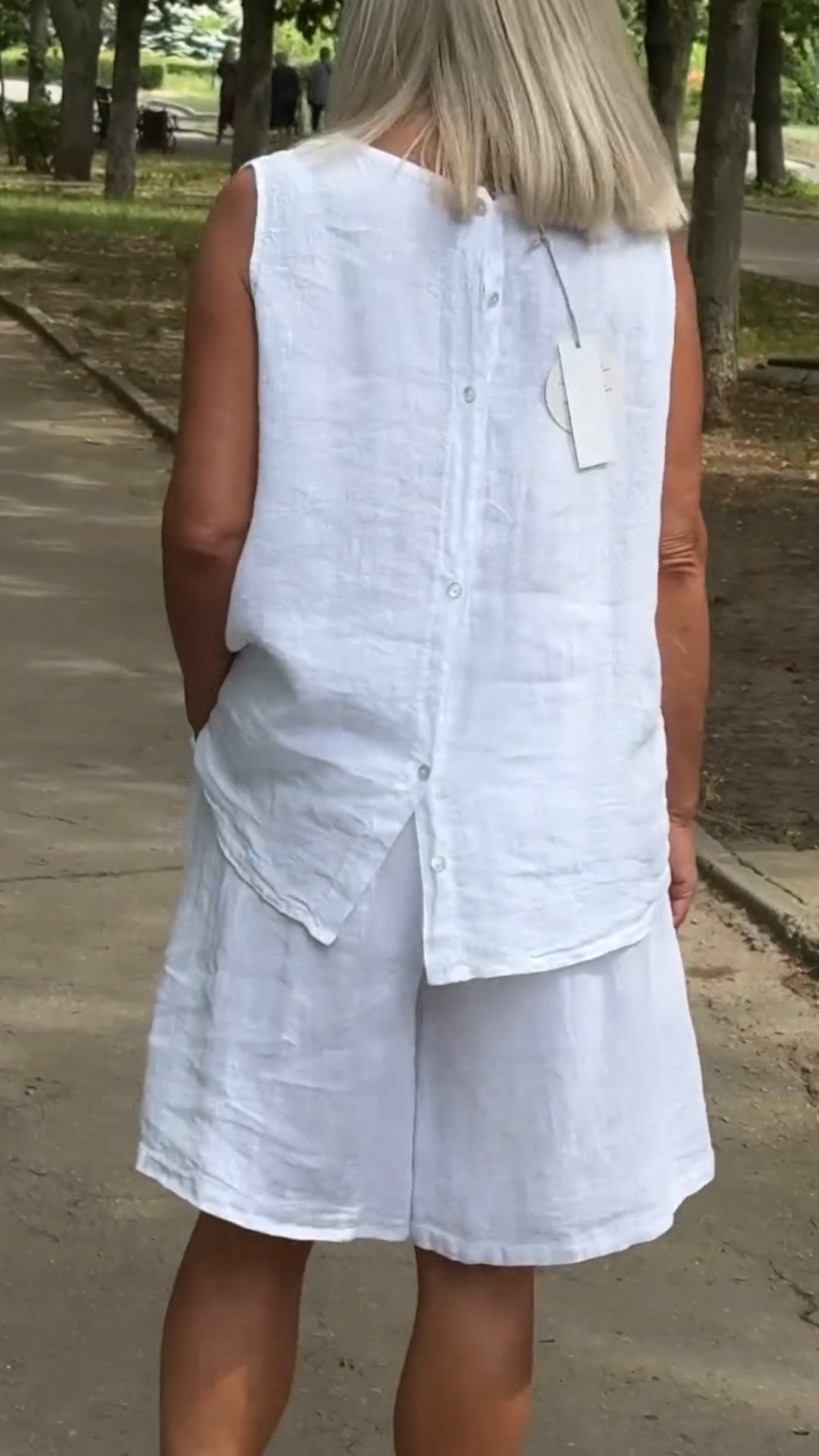 Ensemble femme sans manches à col rond et short fluide