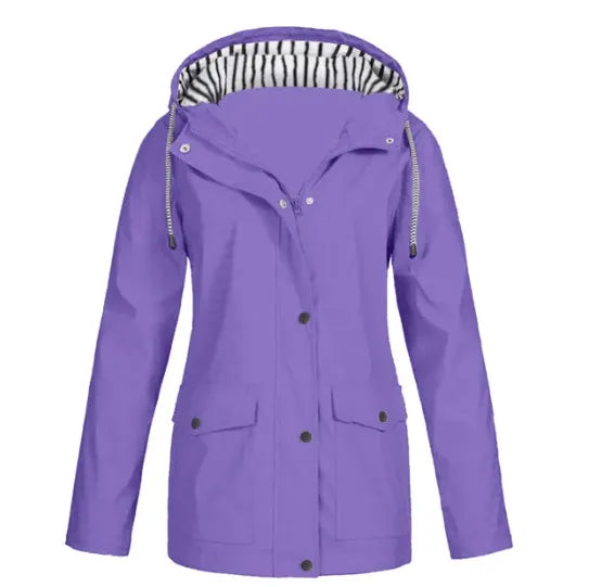 Veste imperméable femme à capuche avec poches pratiques