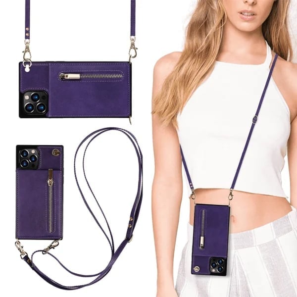 Housse iPhone en cuir avec porte-cartes zippé – Élégante, pratique et sécurisée