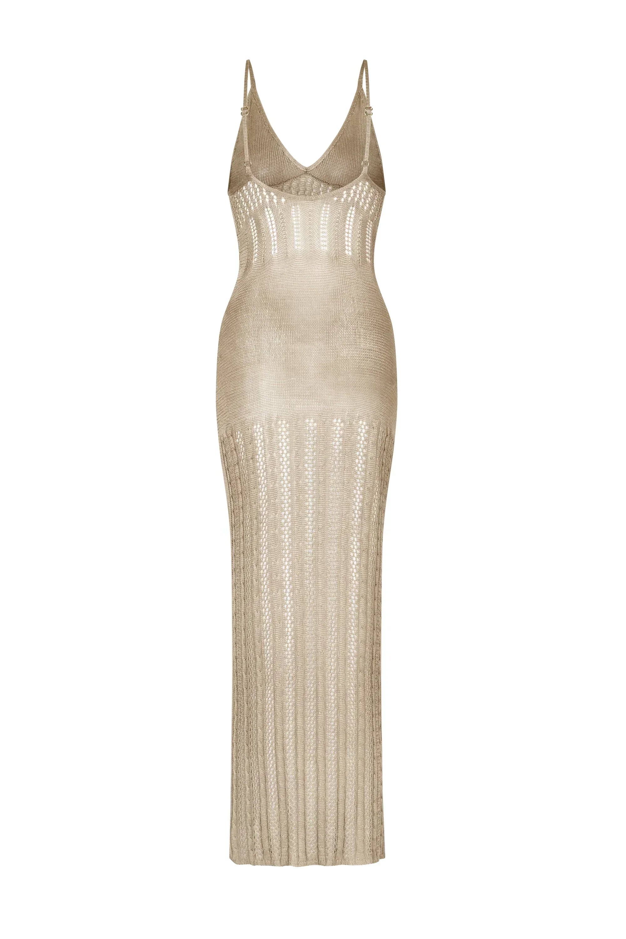 Robe Maxi Tricotée Ajourée Style Plage