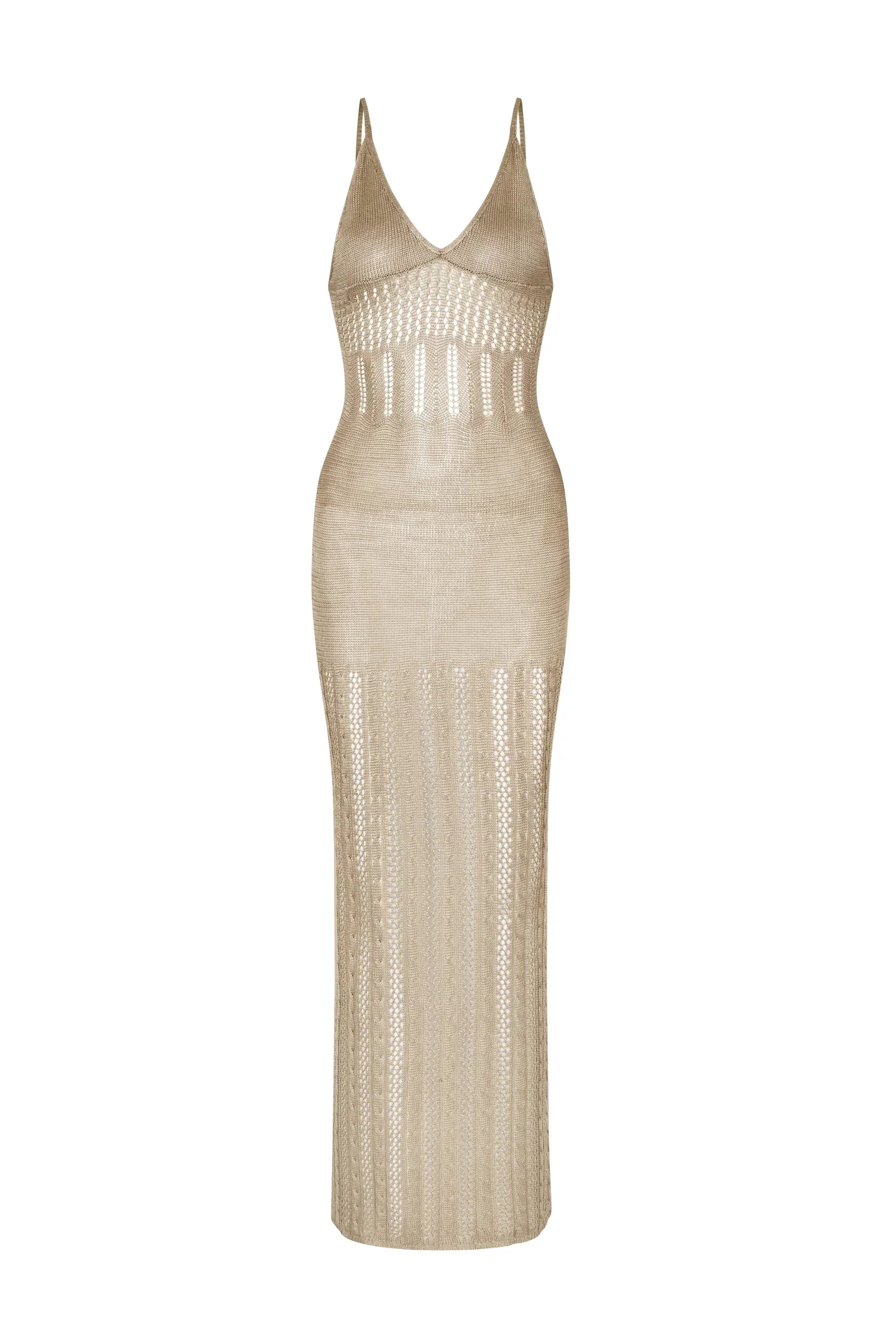 Robe Maxi Tricotée Ajourée Style Plage
