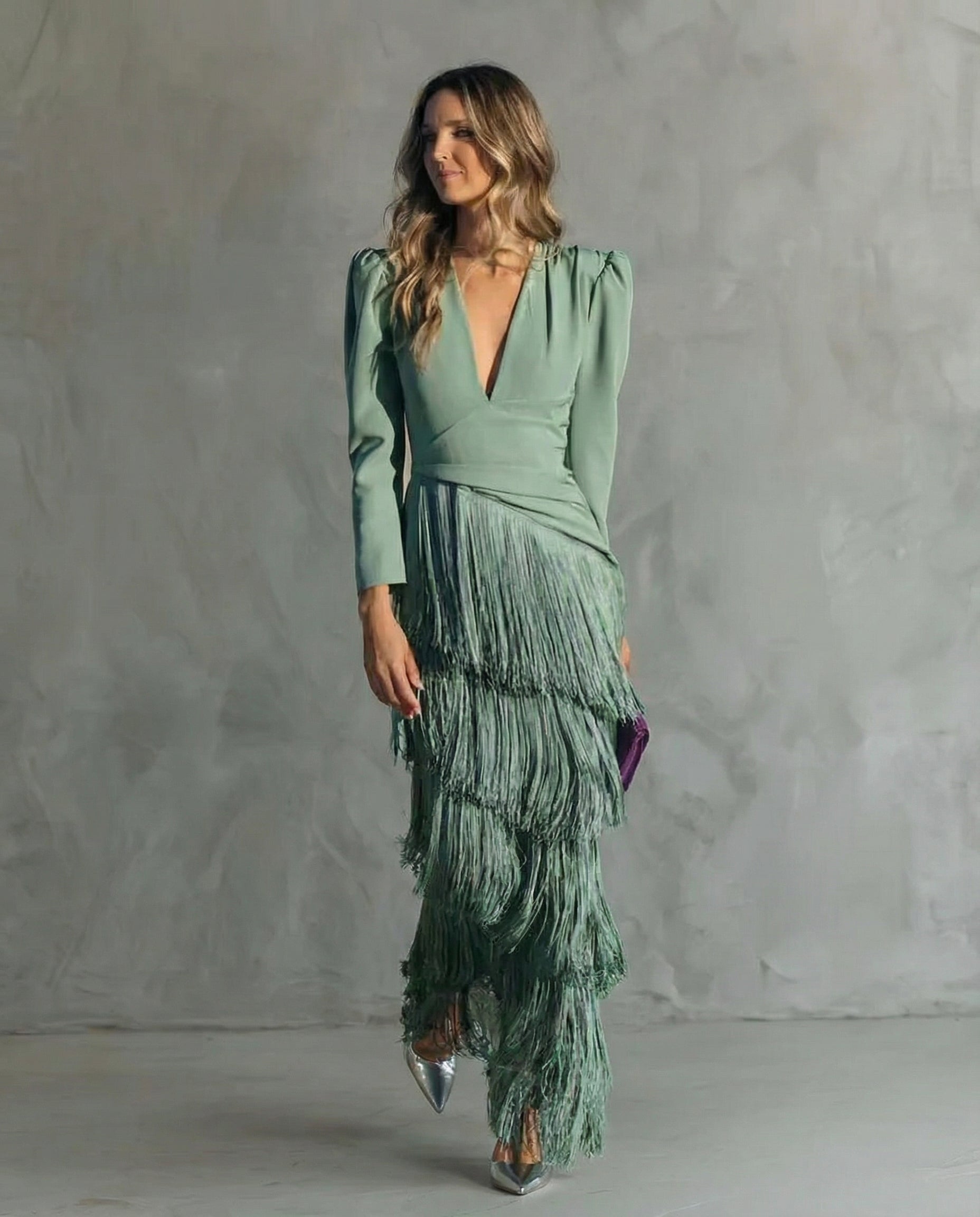 Robe Femme Midi Élégante À Franges Coupe Fluide Moderne