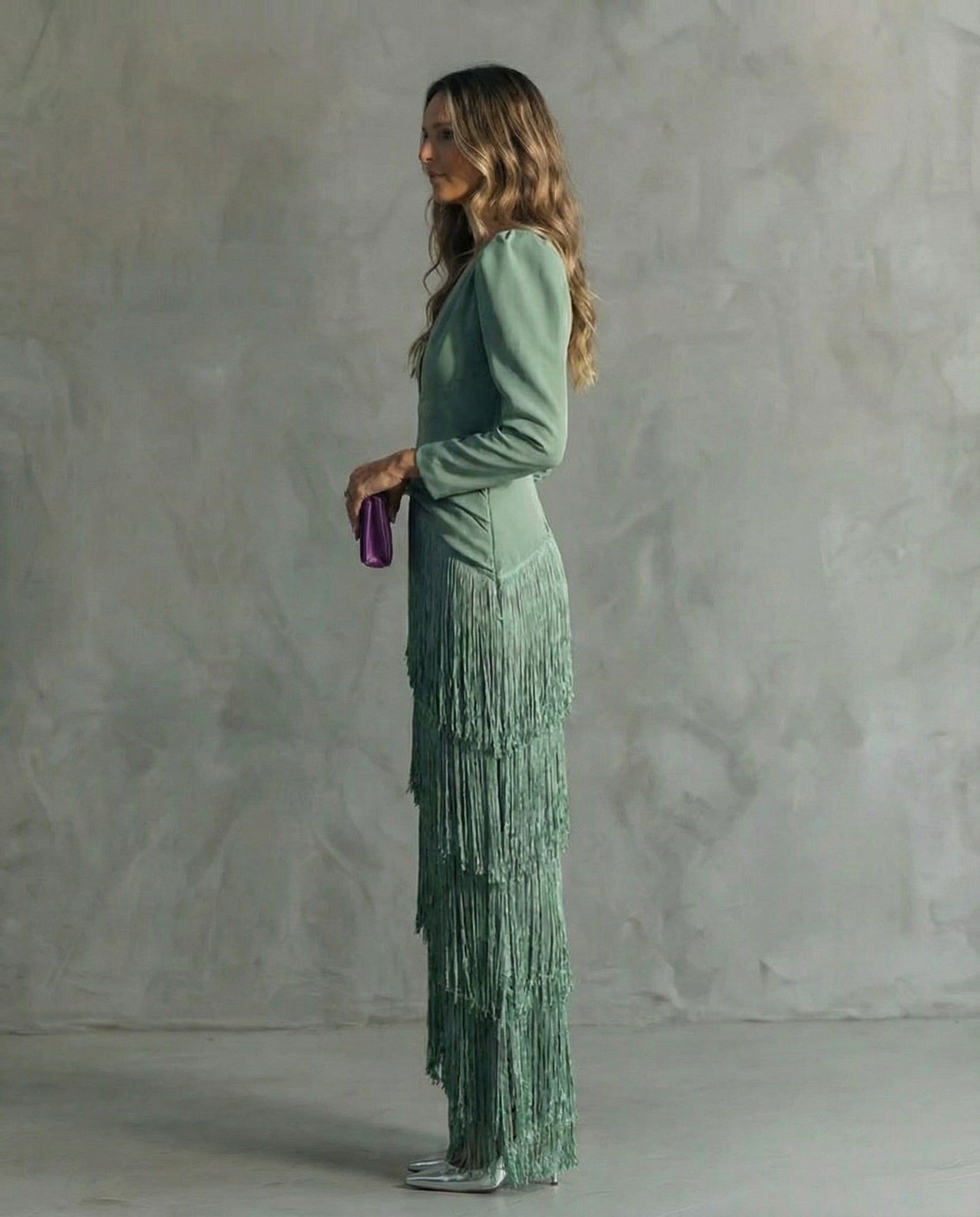 Robe Femme Midi Élégante À Franges Coupe Fluide Moderne