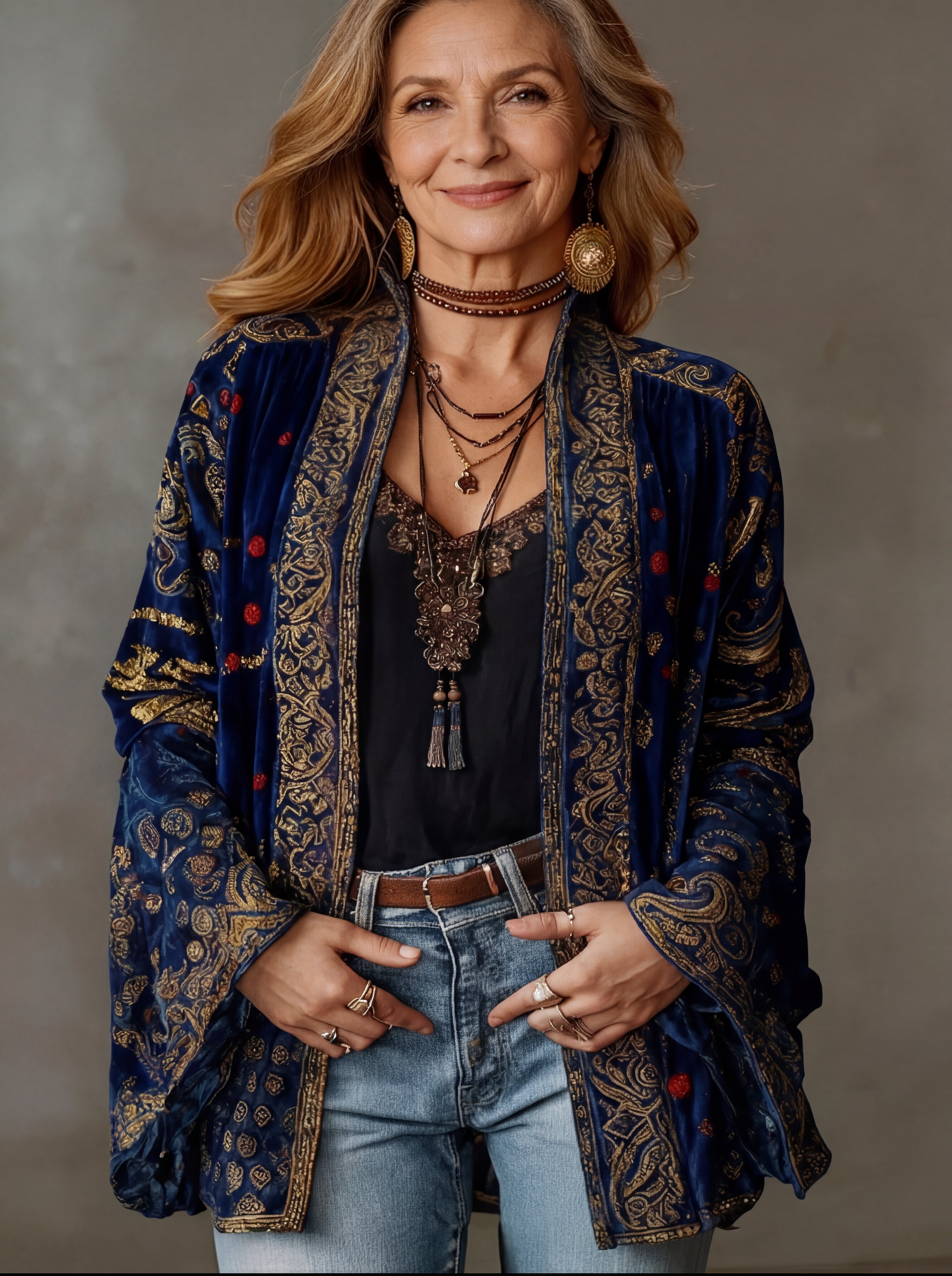 Veste Kimono Femme Bohème Fluide Motifs Artistiques Élégants