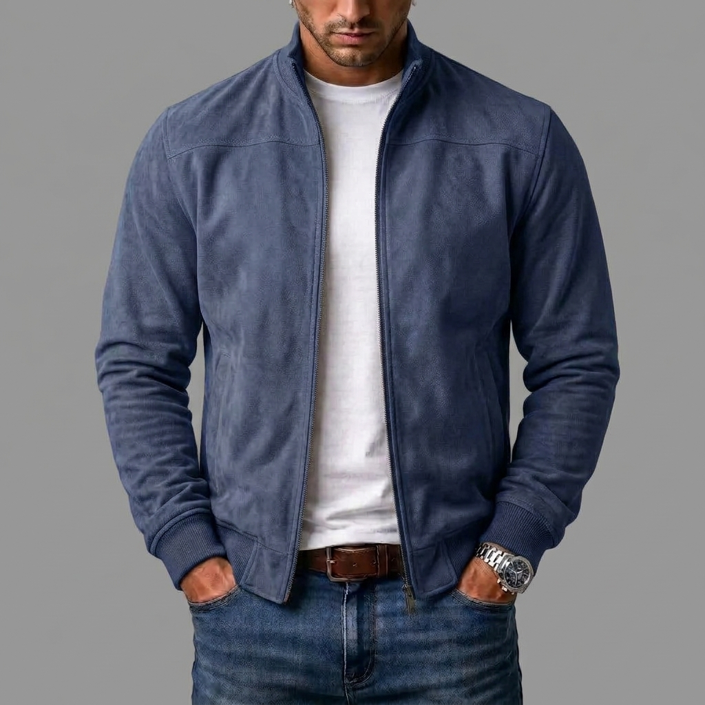 Blouson homme effet daim avec fermeture zippée