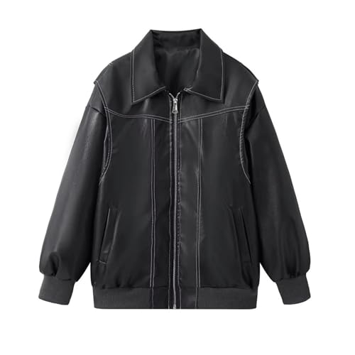 Veste Femme Oversize en Similicuir au Style Biker Moderne