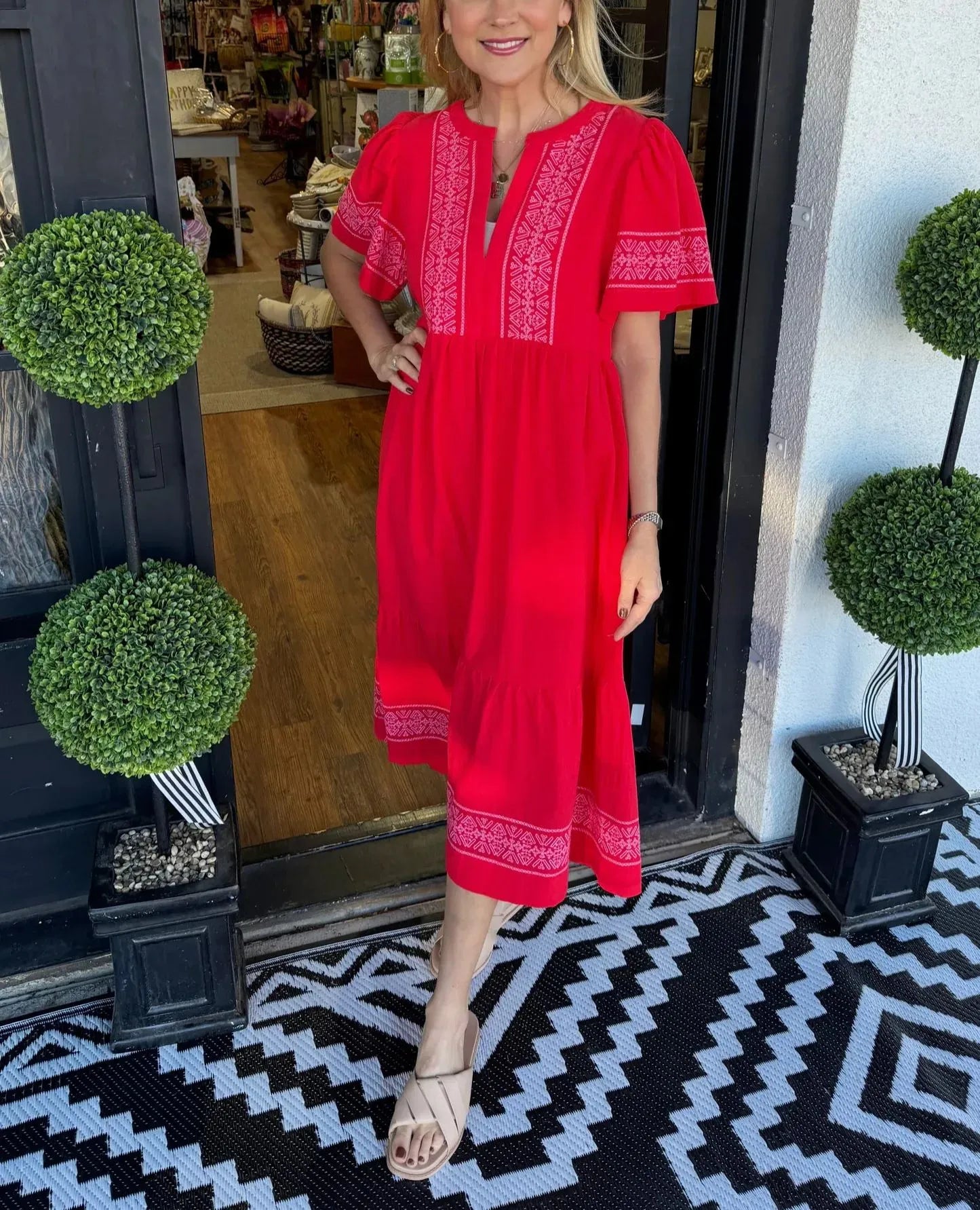 Robe Femme Longue Bohème Col V Coupe Fluide Confort Été