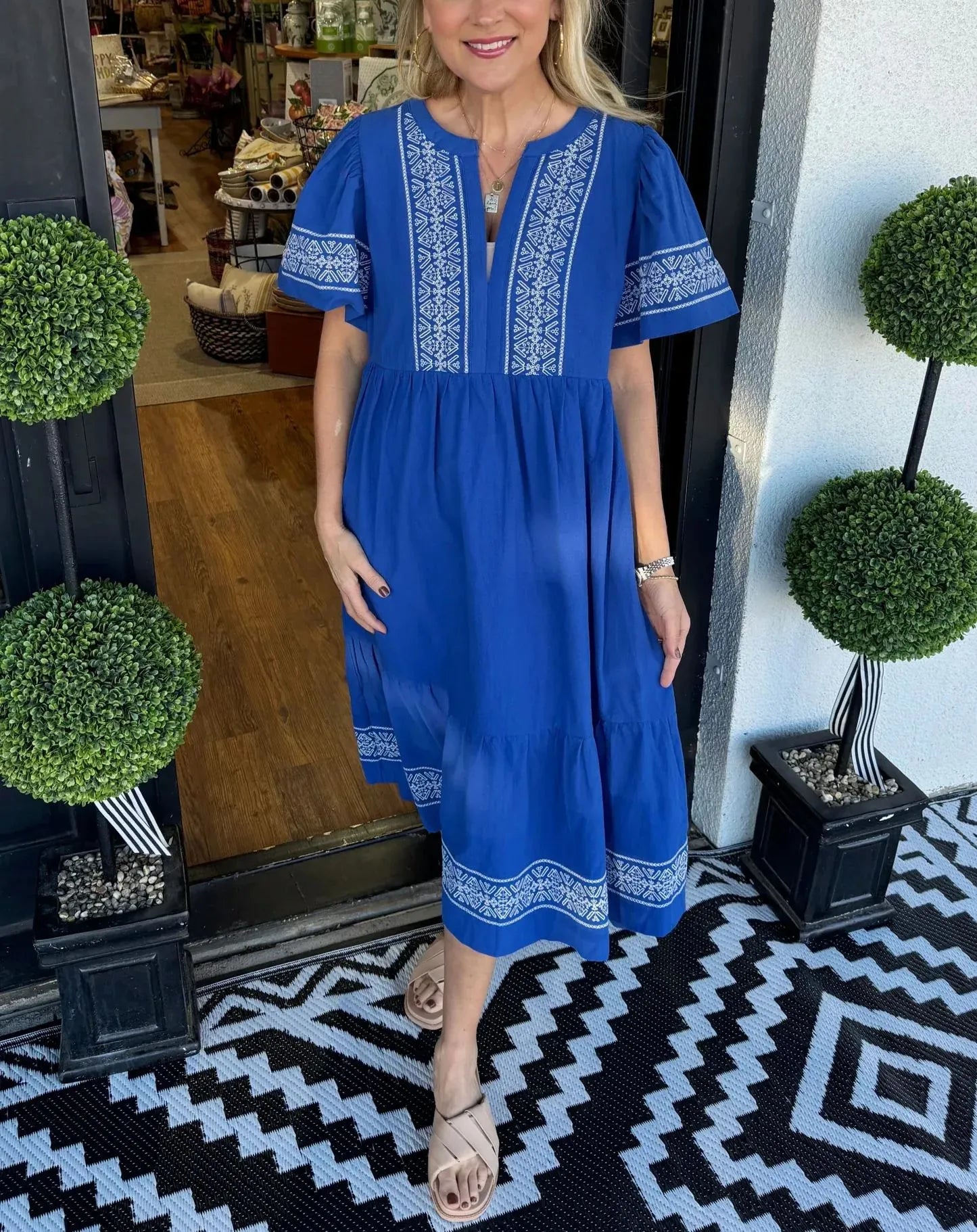 Robe Femme Longue Bohème Col V Coupe Fluide Confort Été