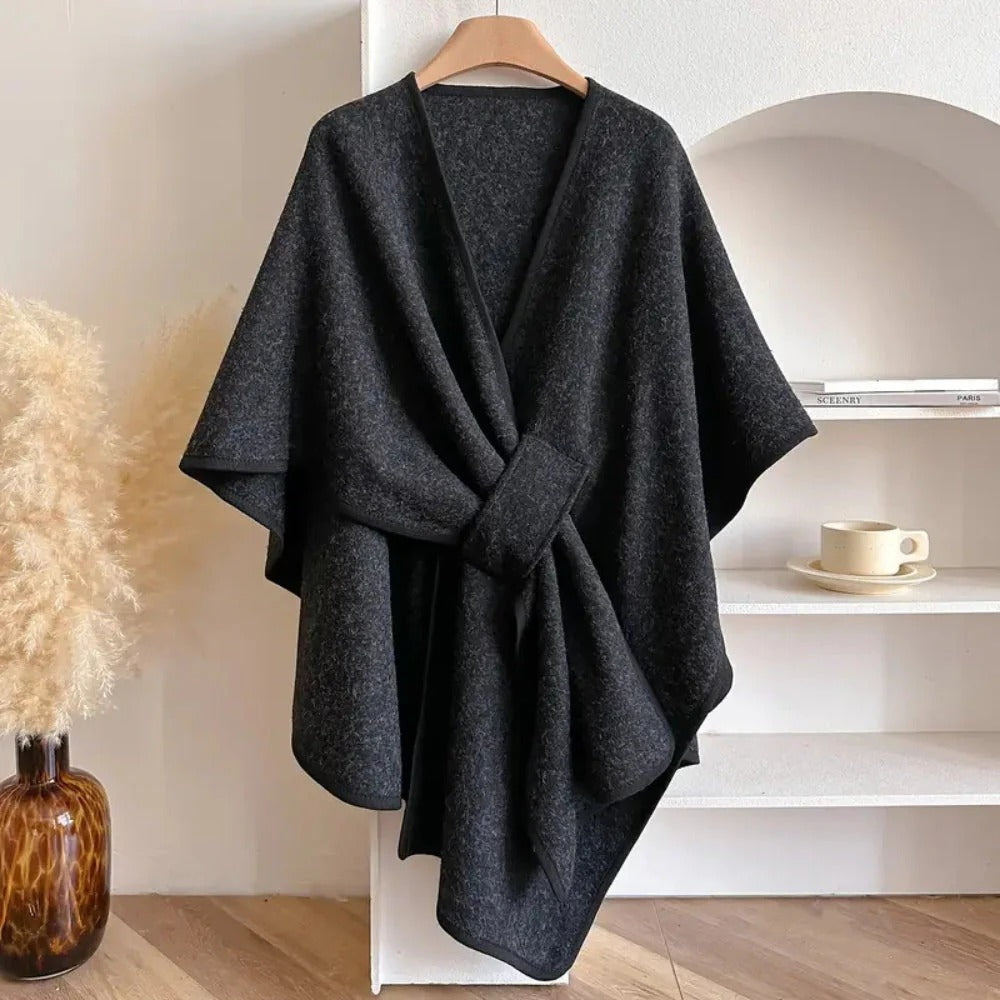 Écharpe poncho femme en laine douce – accessoire élégant, chaud et polyvalent toutes saisons