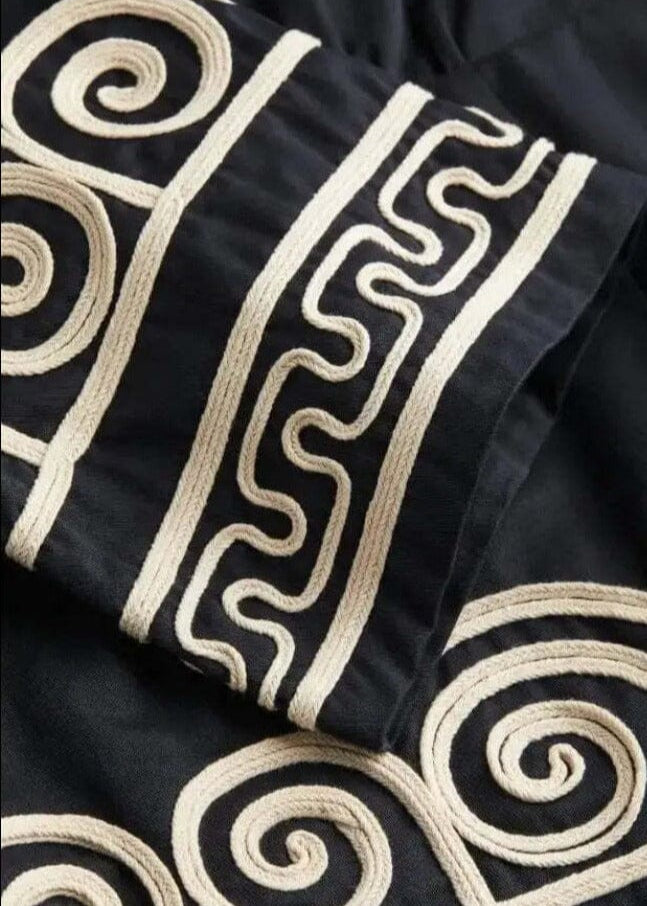 Robe Femme Mini Élégante Manches Longues Broderie Chic Moderne