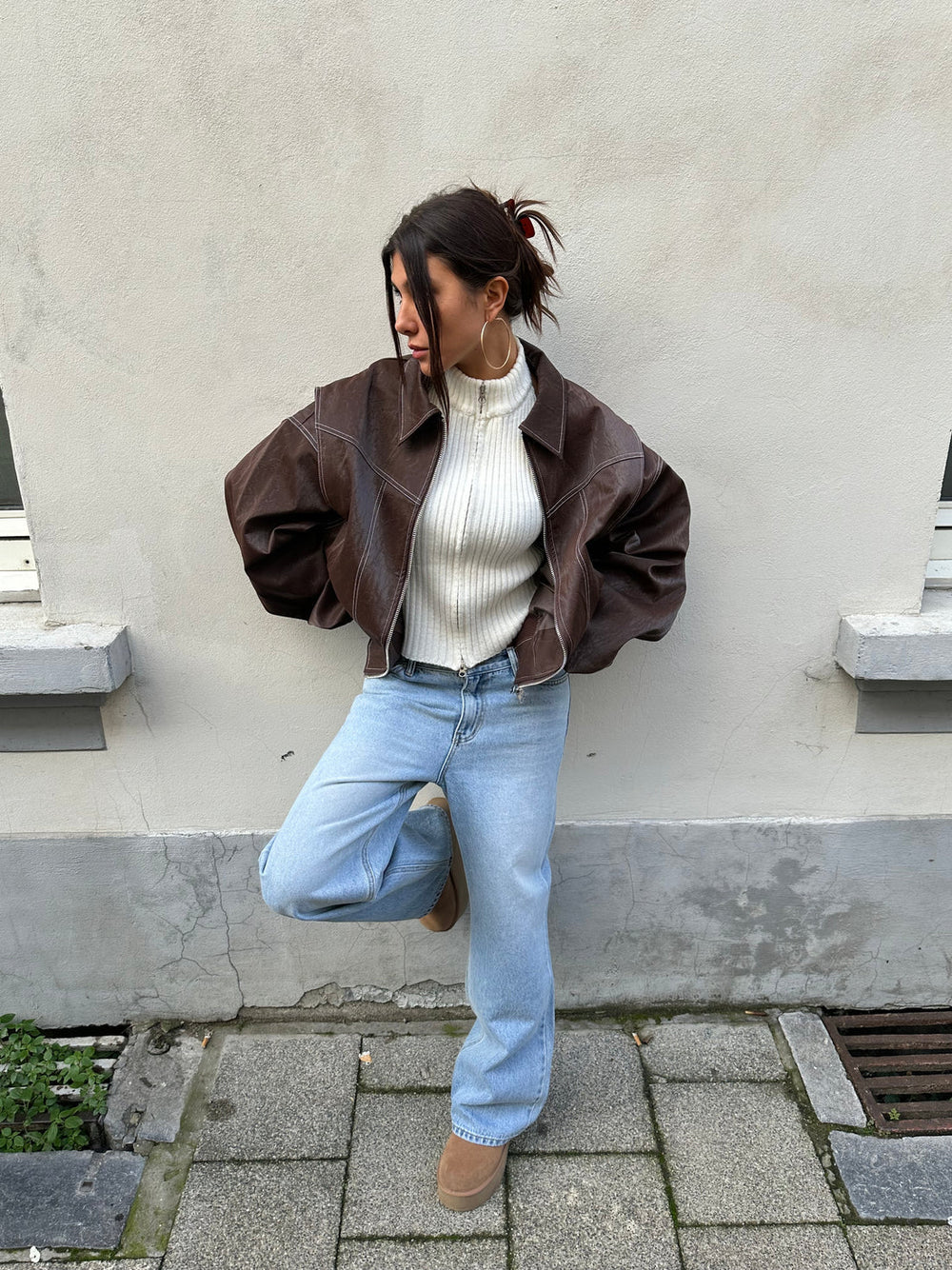 Veste Oversize Femme Avec Fermeture Zippée – Style Moderne Décontracté