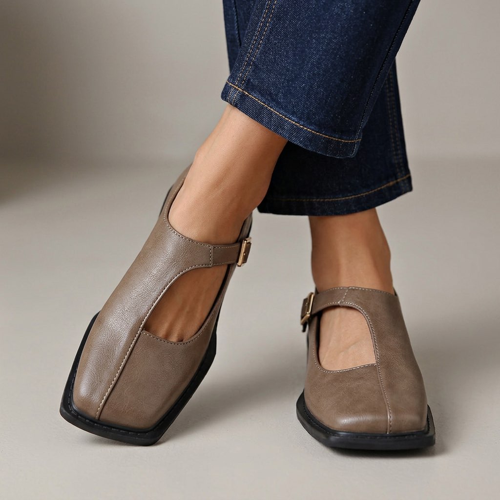 Chaussures Mary Jane femme à bout carré et boucle