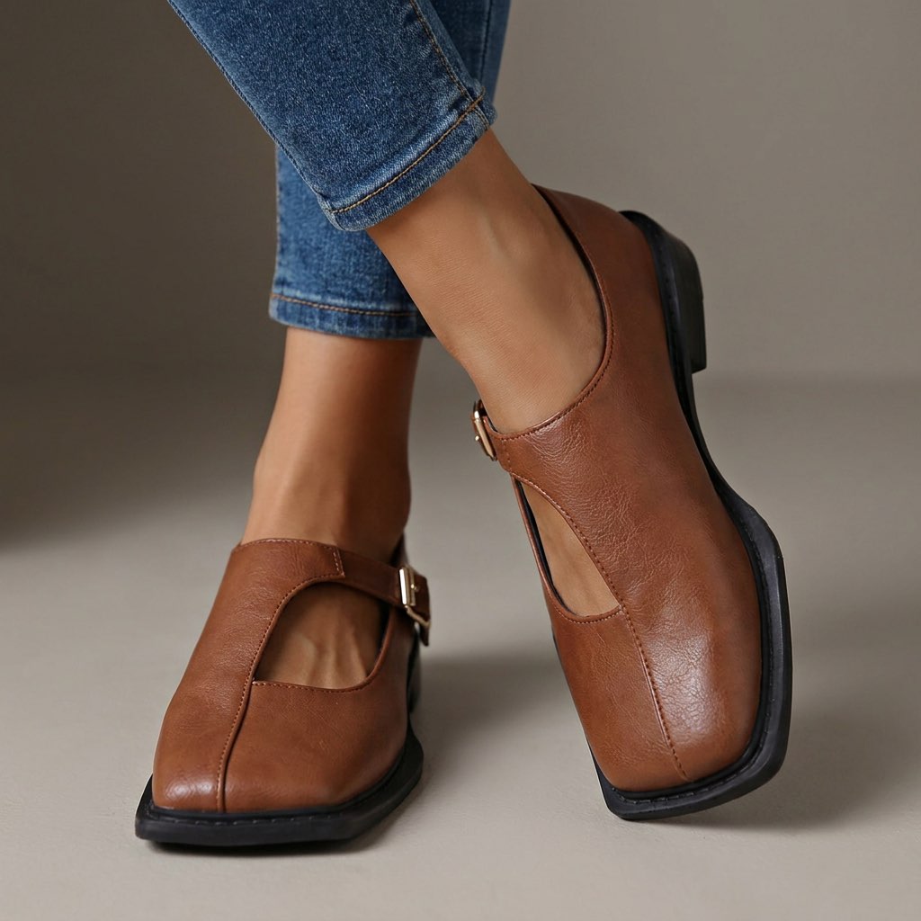 Chaussures Mary Jane femme à bout carré et boucle