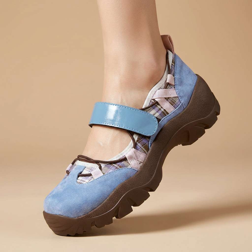 Chaussures confort femme à bride réglable et semelle épaisse