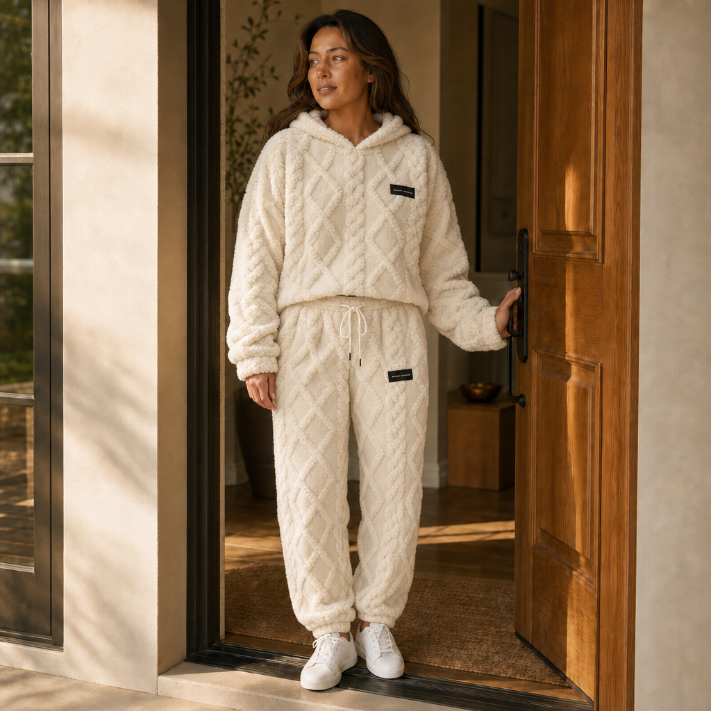 Ensemble cocooning femme en polaire à capuche et pantalon