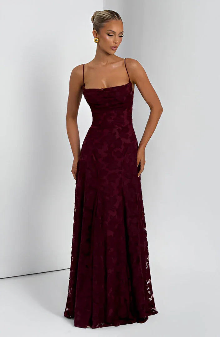 Robe longue femme à fines bretelles – Robe fleurie élégante à imprimé floral pour l’été