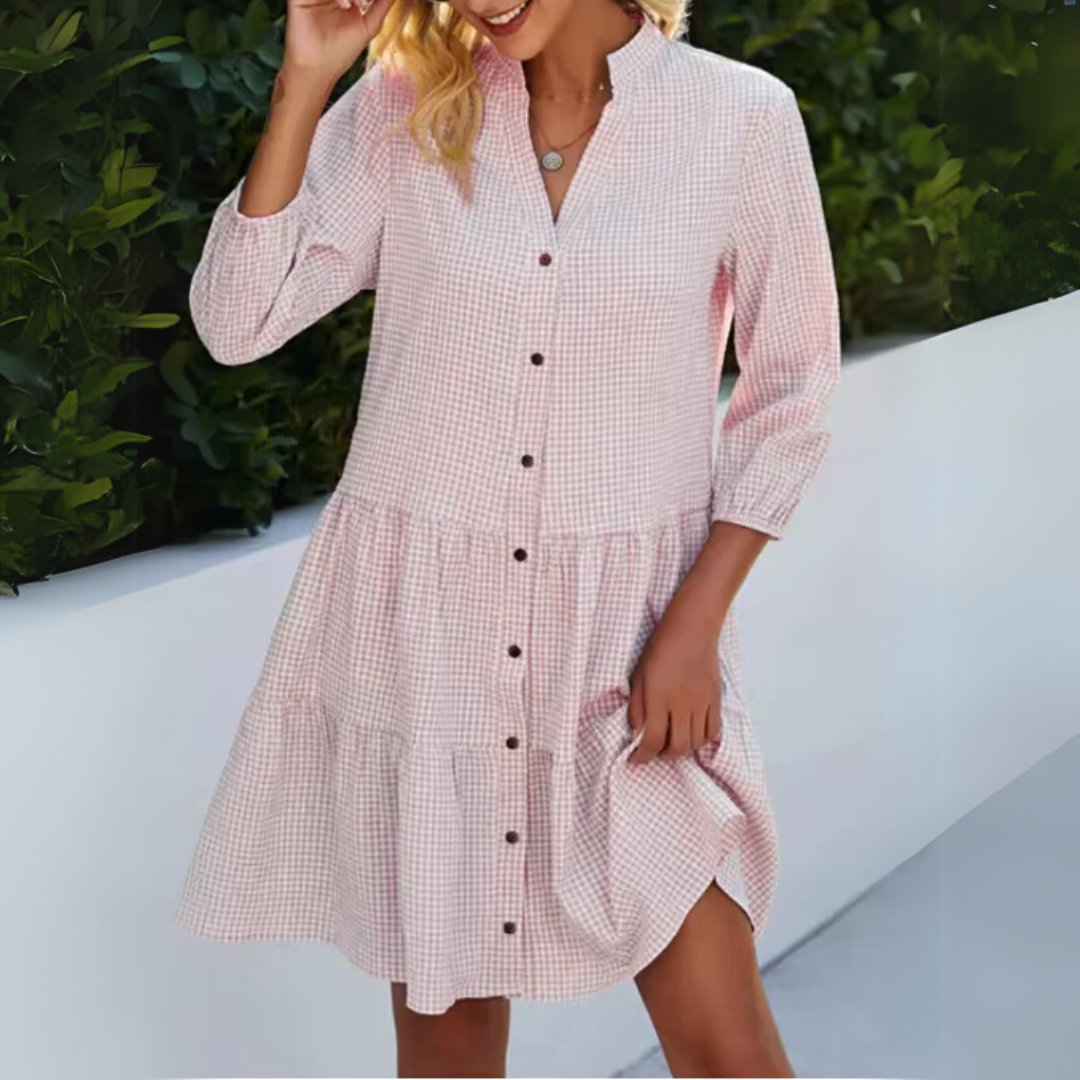 Robe d’Été Femme à Carreaux Coupe Fluide Tissu Léger Style Décontracté