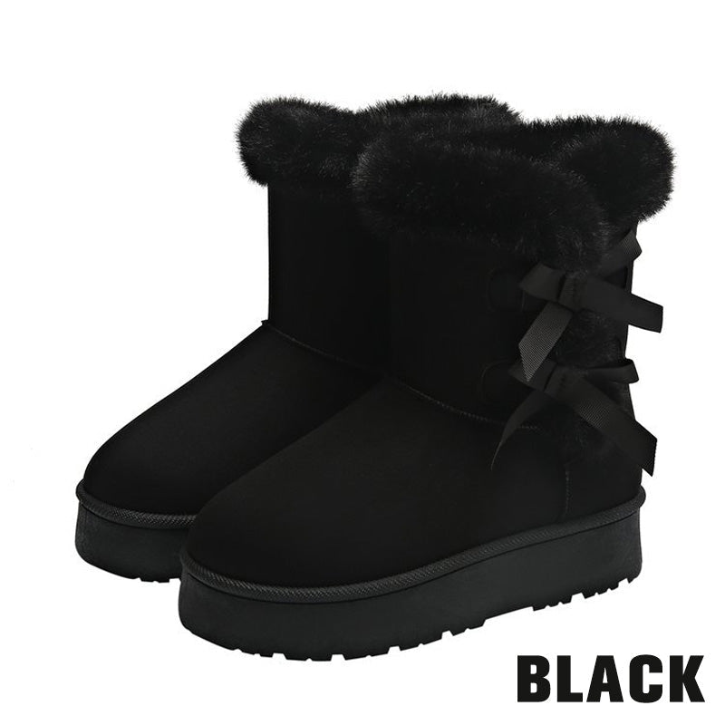 Bottes femme fourrées avec nœuds décoratifs