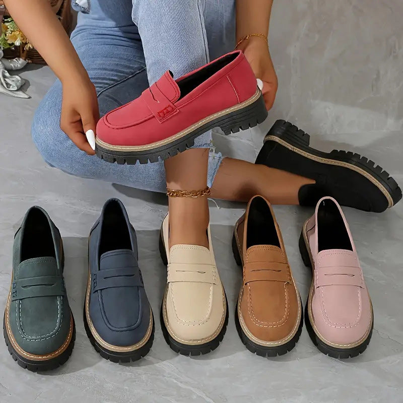 Mocassins Femme à Semelle Épaisse et Coupe Confortable pour Usage Quotidien