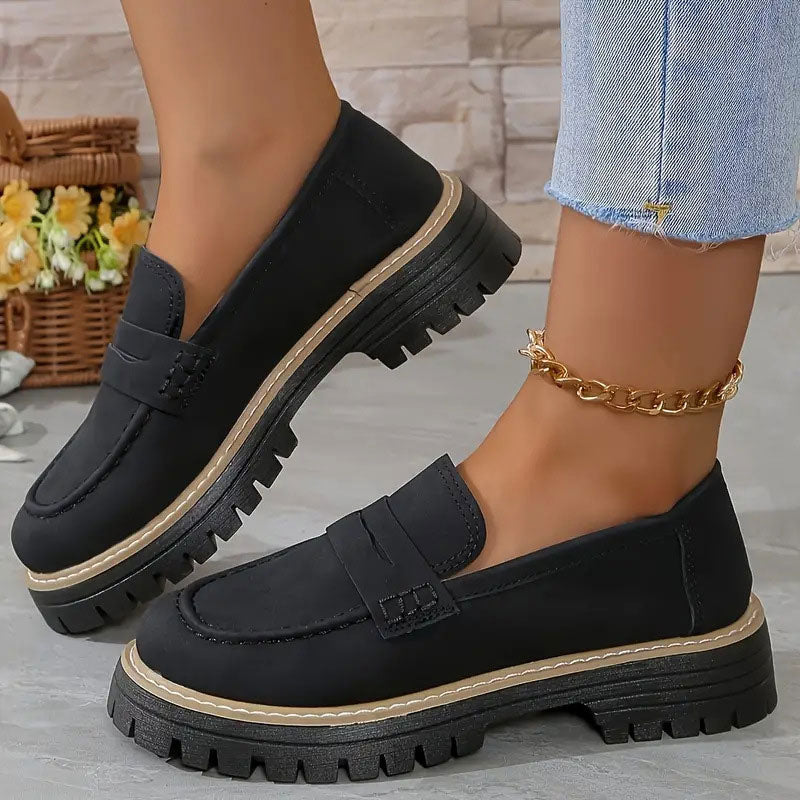 Mocassins Femme à Semelle Épaisse et Coupe Confortable pour Usage Quotidien