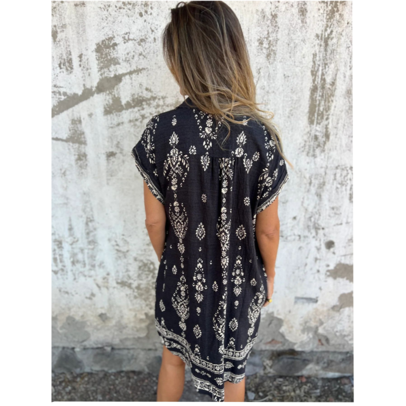 Robe Femme Ample Imprimée Avec Poches Coupe Fluide Été