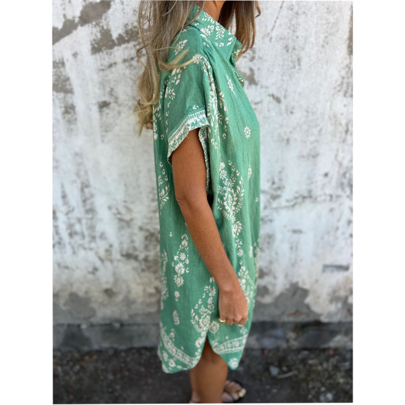 Robe Femme Ample Imprimée Avec Poches Coupe Fluide Été