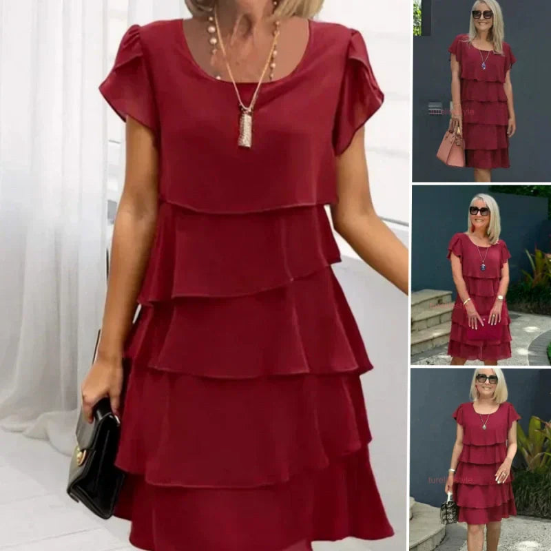 Robe Femme Fluide à Volants et Découpe Ondulée pour Style Élégant et Confort Léger