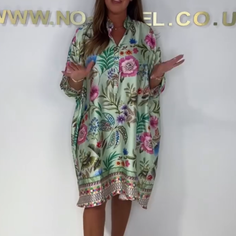 Robe Femme Florale Décontractée Col V Coupe Fluide Été