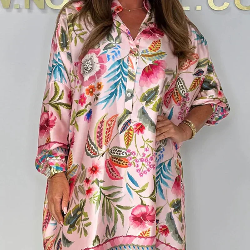Robe Femme Florale Décontractée Col V Coupe Fluide Été