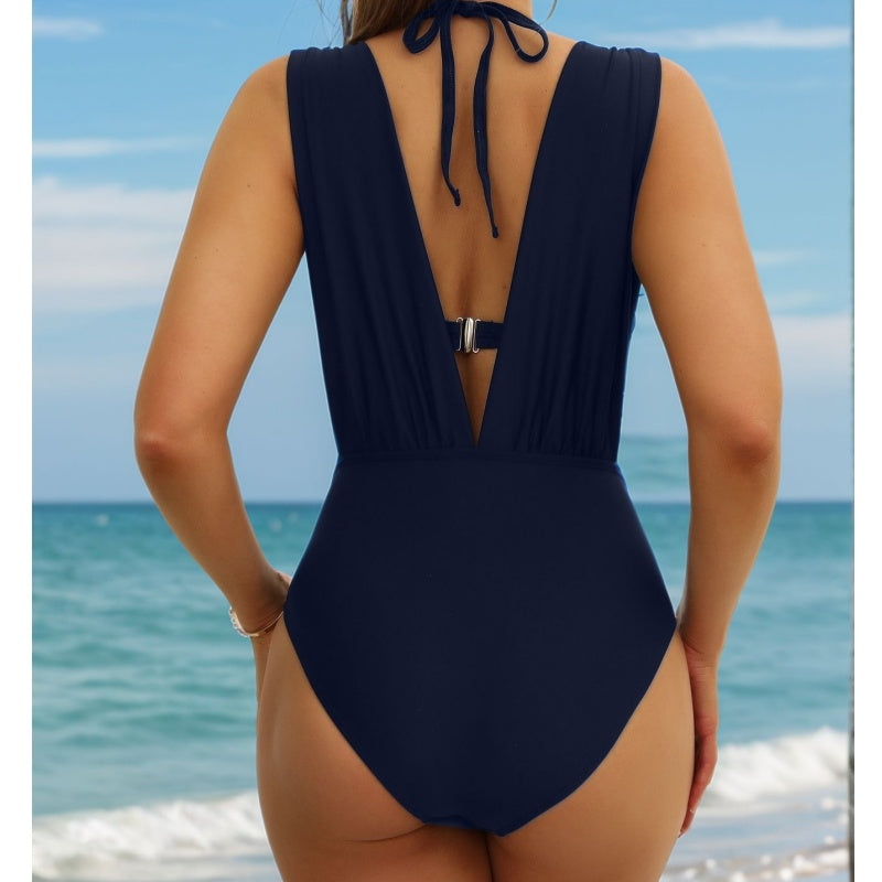 Maillot De Bain Femme Deux Pièces Nœud Frontal Tissu Extensible