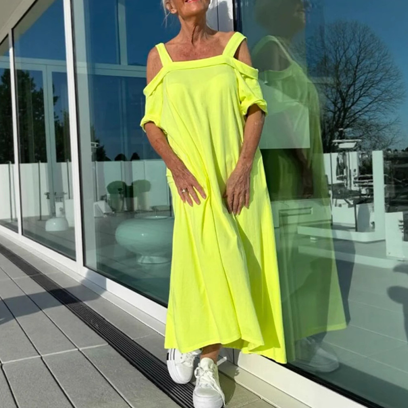 Robe Femme Maxi Épaules Dénudées Coupe Ample Fluide Style Été