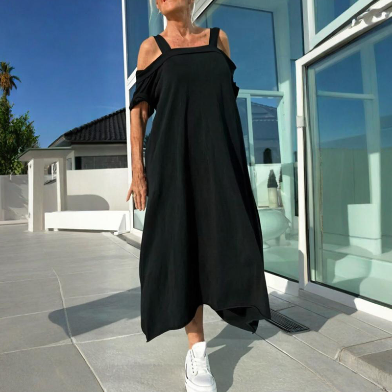 Robe Femme Maxi Épaules Dénudées Coupe Ample Fluide Style Été
