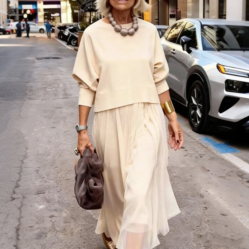 Ensemble femme deux pièces avec robe longue fluide
