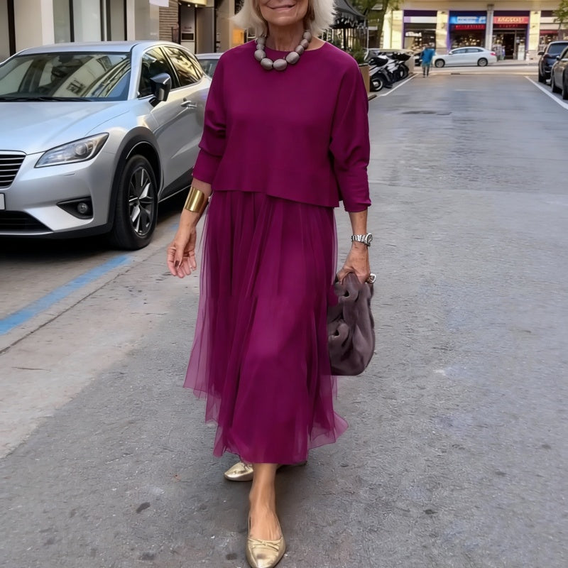 Ensemble femme deux pièces avec robe longue fluide