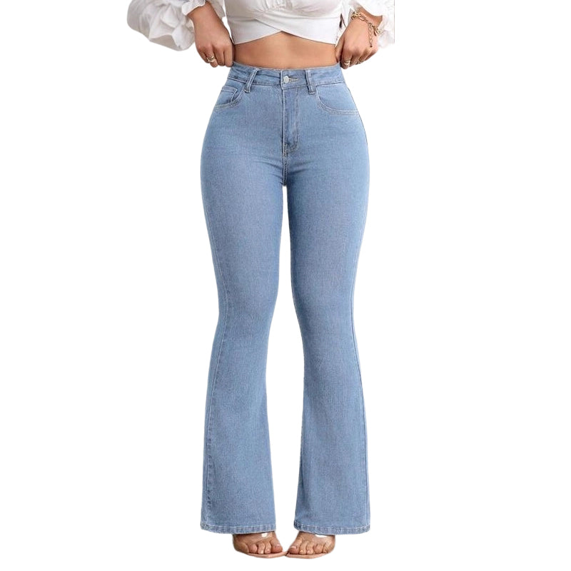 Jean Femme Taille Haute Évasé Coupe Flatteuse Moderne