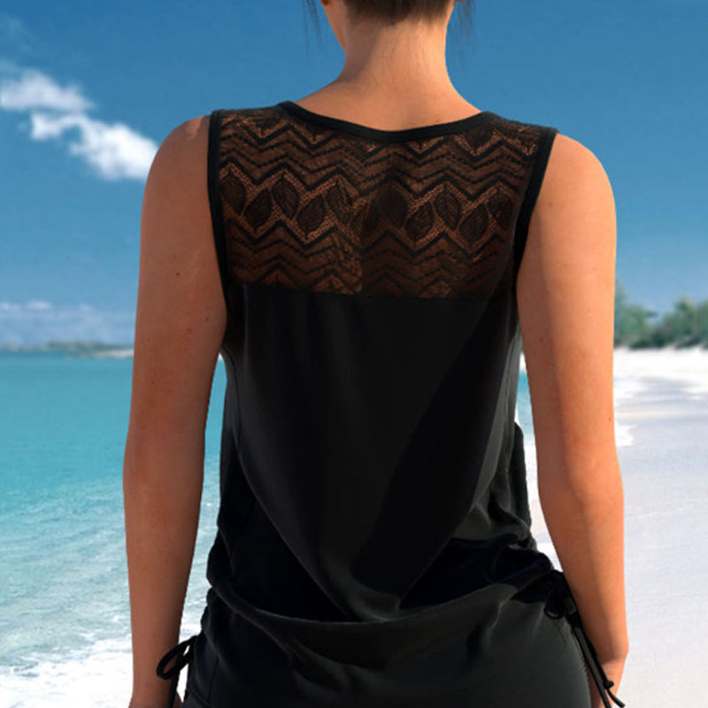 Tankini Femme Deux Pièces Col V Imprimé Géométrique