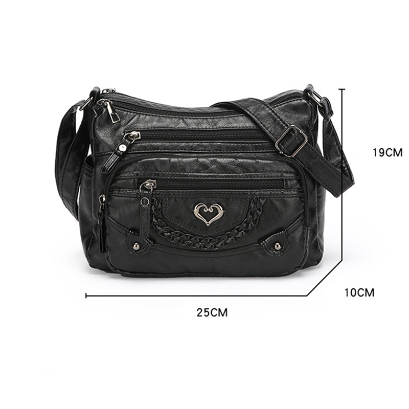 Sac Bandoulière Femme Multipoches en PU Souple Style Quotidien