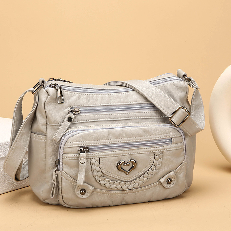 Sac Bandoulière Femme Multipoches en PU Souple Style Quotidien