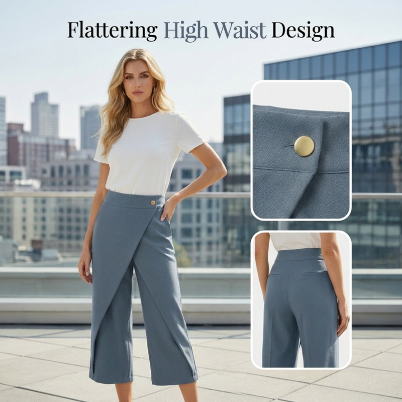 Pantalon jupe femme taille haute effet portefeuille