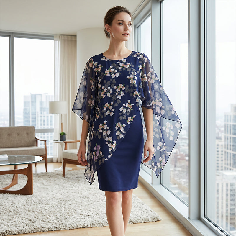 Ensemble robe femme élégant avec voile floral en chiffon