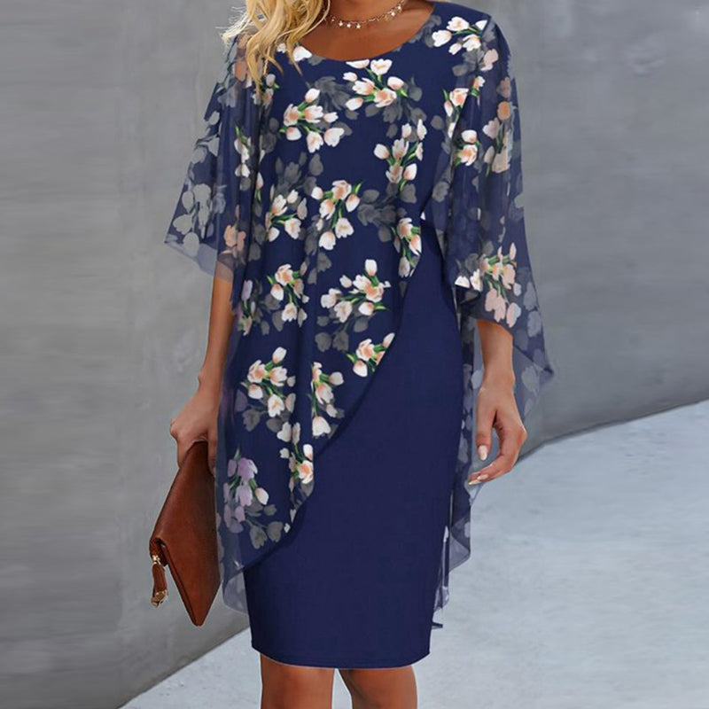 Ensemble robe femme élégant avec voile floral en chiffon