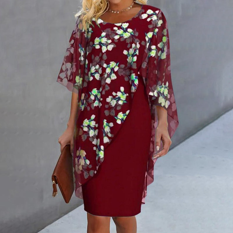 Ensemble robe femme élégant avec voile floral en chiffon
