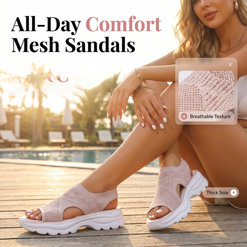 Sandales femme à plateforme en mesh respirant