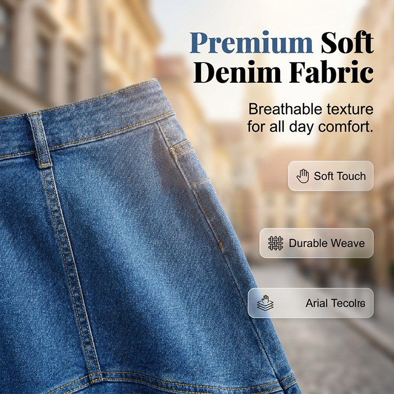 Jupe midi femme en denim taille haute coupe sirène