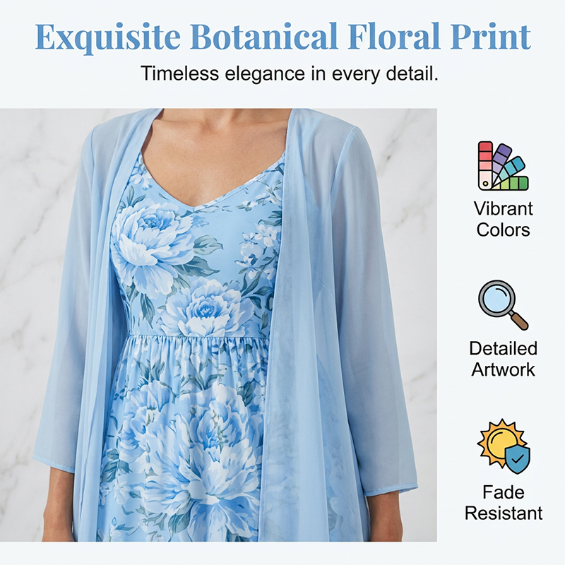 Ensemble robe femme floral avec cardigan léger assorti