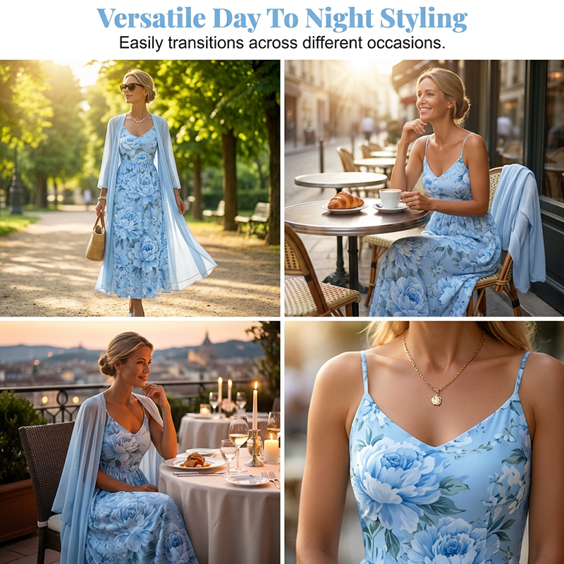 Ensemble robe femme floral avec cardigan léger assorti