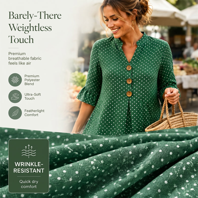 Robe midi femme à pois et manches volantées